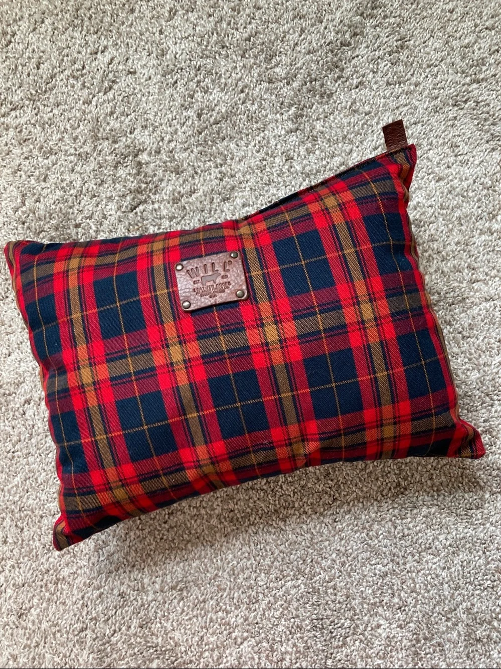 Will Leather Goods Tartan Plaid Travel throw eco camping Pillow